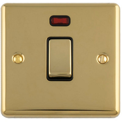Loops 1-Gang 20A DP Rocker Switch with Neon Indicator Polished Brass ...