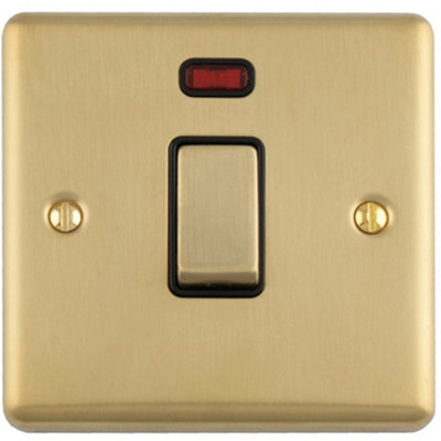 Loops 1-Gang 20A DP Rocker Switch with Neon Indicator, Satin Brass ...