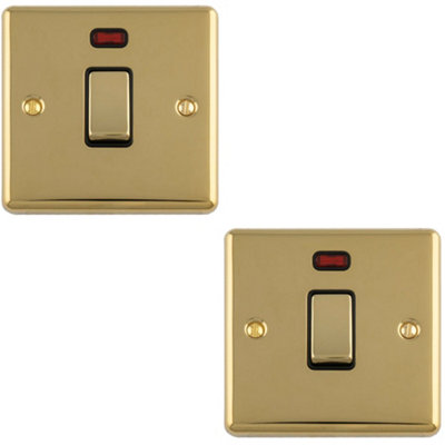 Loops 2-Pack 1-Gang 20A DP Rocker Switch with Neon Indicator Polished ...