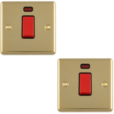 LOOPS 2-PACK 1-GANG 45A COOKER SWITCH WITH NEON - POLISHED BRASS ...