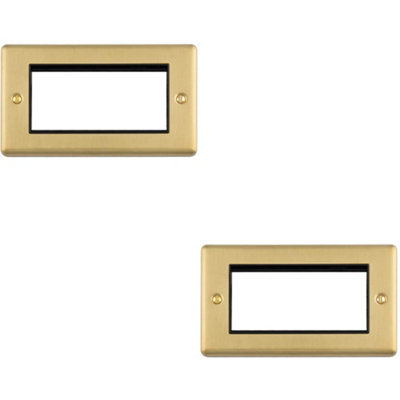 Loops 2-Pack 4-Gang Euro Modular Wall Faceplate Frame, Satin Brass ...