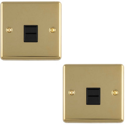 Loops 2-Pack BT Master Telephone Socket Wall Plate - Polished Brass ...