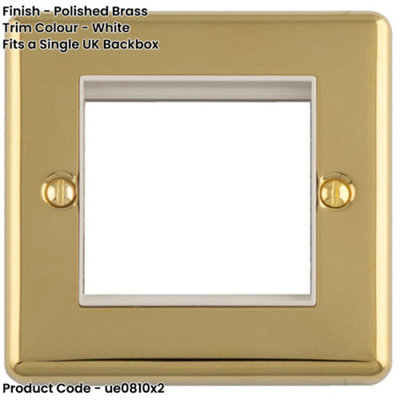 Loops 2-Pack Double Gang Euro Module Faceplate - Polished Brass & White ...