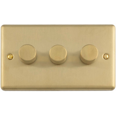 Loops 3-Gang 400W LED 2-Way Satin Brass Rotary Dimmer Switch - Fits ...