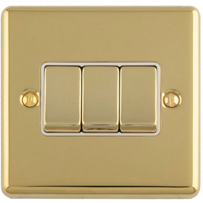 Loops 3-Gang Triple 2-Way Metal Rocker Light Switch, Polished Brass ...
