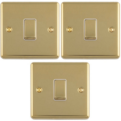 Loops 3-Pack 1-Gang Polished Brass 2-Way Metal Rocker Light Switch with ...