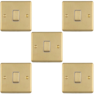 Loops 5-Pack 1-Gang Satin Brass 2-Way 10A Light Switch with White Trim ...