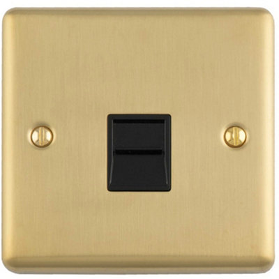 Loops BT Master Telephone Socket Wall Plate, Satin Brass with Black ...