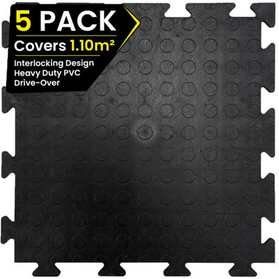 Loops Coinect 5 PACK Garage Floor Tile Heavy Duty Black PVC ...