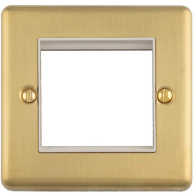 Loops Double Gang EURO Module Wall Face Plate Frame SATIN BRASS & WHITE ...