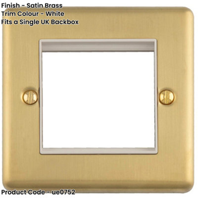 Loops Double Gang EURO Module Wall Face Plate Frame SATIN BRASS & WHITE ...