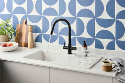 LOR20MB - Loreto Twin Lever Pull-out Kitchen Mixer - Matt Black