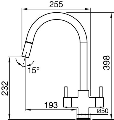 LOR20MB - Loreto Twin Lever Pull-out Kitchen Mixer - Matt Black