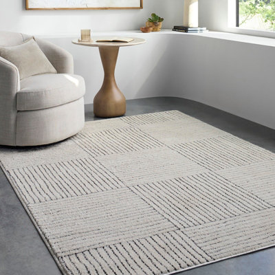 LORAINE Galey Alix x Livabliss Modern Scandi High Pile Ivory/Black Area Rug 200 x 275 cm