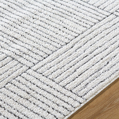LORAINE Galey Alix x Livabliss Modern Scandi High Pile Ivory/Black Area Rug 200 x 275 cm