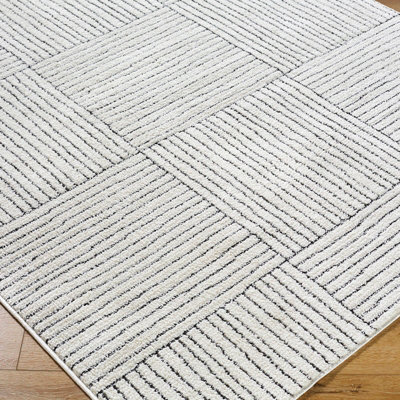 LORAINE Galey Alix x Livabliss Modern Scandi High Pile Ivory/Black Area Rug 200 x 275 cm