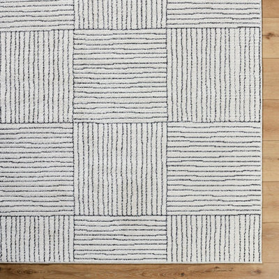LORAINE Galey Alix x Livabliss Modern Scandi High Pile Ivory/Black Area Rug 200 x 275 cm