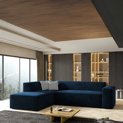 LORDIN Blue Corner Sofa Modern L Shaped Free Standing Couch with ...
