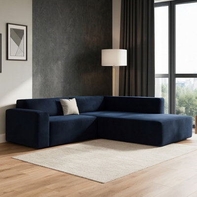 LORDIN Blue Corner Sofa Modern L Shaped Free Standing Couch with ...