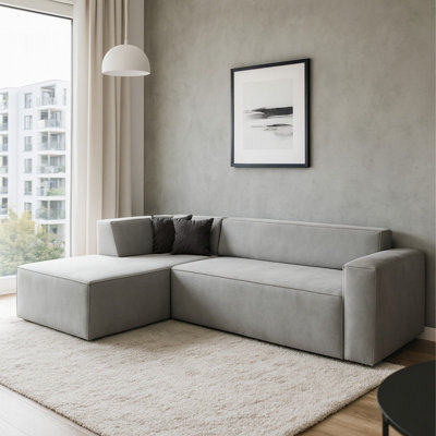 LORDIN Light Grey Corner Sofa Modern L Shaped Free Standing Couch with ...