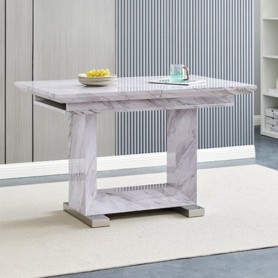 Lorence Extendable Marble Effect High Gloss Dining Table