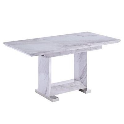 Lorence Extendable Marble Effect High Gloss Dining Table