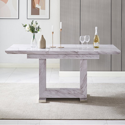 Lorence Extending Grey Dining Table With 4 Vesta Grey Chairs