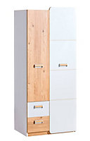 Lorento L1 Hinged Wardrobe - Contemporary Style, White Matt & Oak Nash, H1880mm W800mm D520mm