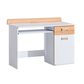 Lorento L10 Computer Desk - Sleek and Inviting, White Matt & Oak Nash, H870mm W1200mm D550mm