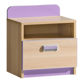 Lorento L12 Bedside Table - Elegant and Inviting, Ash Coimbra & Violet, H510mm W450mm D350mm