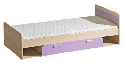 Lorento L13 Elegant Twin Bed with Underbed Storage, Ash Coimbra & Violet, H615mm W1985mm D840mm