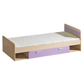Lorento L13 Elegant Twin Bed with Underbed Storage, Ash Coimbra & Violet, H615mm W1985mm D840mm