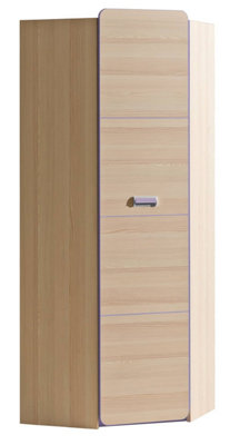 Lorento L14 Elegant Corner Wardrobe in Ash Coimbra & Violet, H1880mm W710mm D710mm