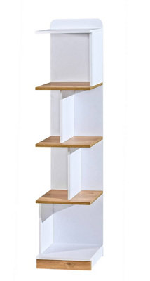 Lorento L15 Bookcase 35cm - Sleek and Modern, White Matt & Oak Nash, H1545mm W350mm D380mm