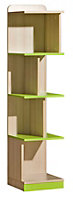 Lorento L15 Bookcase 35cm - Vibrant and Playful, Ash Coimbra & Green, H1545mm W350mm D380mm