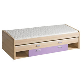 Lorento L16 Elegant Twin Bed with Trundle, Ash Coimbra & Violet, H555mm W2035mm D860mm