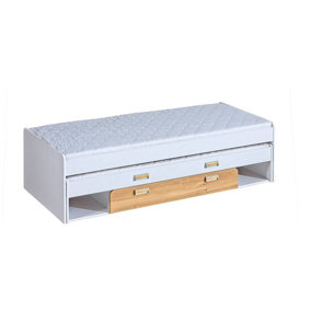 Lorento L16 Multifunctional Twin Bed with Trundle, White Matt & Oak Nash, H555mm W2035mm D860mm