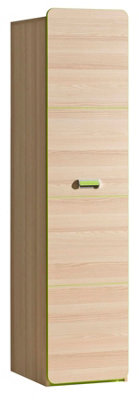 Lorento L2 Tall Cabinet - Vibrant and Spacious, Ash Coimbra & Green, H1880mm W450mm D520mm