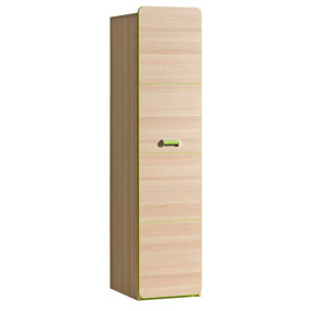 Lorento L2 Tall Cabinet - Vibrant and Spacious, Ash Coimbra & Green, H1880mm W450mm D520mm