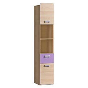 Lorento L3 Tall Cabinet - Chic and Modern, Ash Coimbra & Violet, H1880mm W350mm D400mm