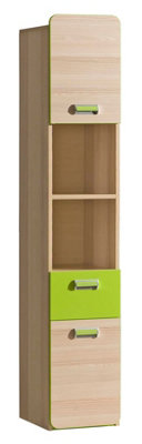 Lorento L3 Tall Cabinet - Vibrant and Spacious, Ash Coimbra & Green, H1880mm W350mm D400mm