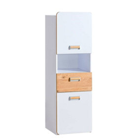 Lorento L4 Tall Cabinet - Sleek Design, White Matt & Oak Nash, H1440mm W450mm D400mm
