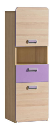 Lorento L4 Tall Cabinet - Stylish and Chic, Ash Coimbra & Violet, H1440mm W450mm D400mm