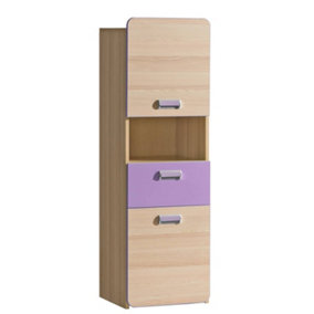 Lorento L4 Tall Cabinet - Stylish and Chic, Ash Coimbra & Violet, H1440mm W450mm D400mm