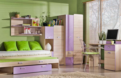 Lorento L5 Sideboard Cabinet - Elegant and Modern, Ash Coimbra & Violet, H1440mm W800mm D400mm