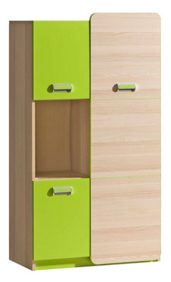 Lorento L5 Sideboard Cabinet - Vibrant and Functional, Ash Coimbra & Green, H1440mm W800mm D400mm