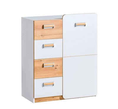 Lorento L6 Sideboard Cabinet - Chic & Whimsical, White Matt & Oak Nash, H995mm W800mm D400mm