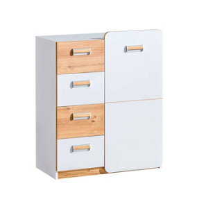 Lorento L6 Sideboard Cabinet - Chic & Whimsical, White Matt & Oak Nash, H995mm W800mm D400mm