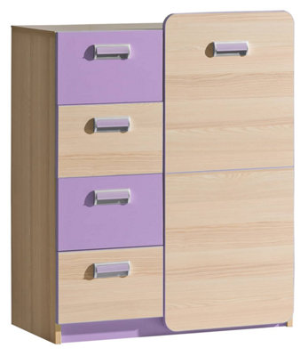 Lorento L6 Sideboard Cabinet - Elegantly Playful, Ash Coimbra & Violet, H995mm W800mm D400mm