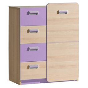 Lorento L6 Sideboard Cabinet - Elegantly Playful, Ash Coimbra & Violet, H995mm W800mm D400mm